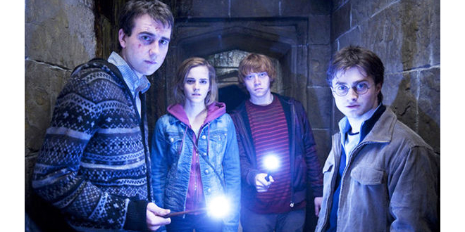 Matthew Lewis and his costars in Harry Potter and the Deathly Hallows - Part 2