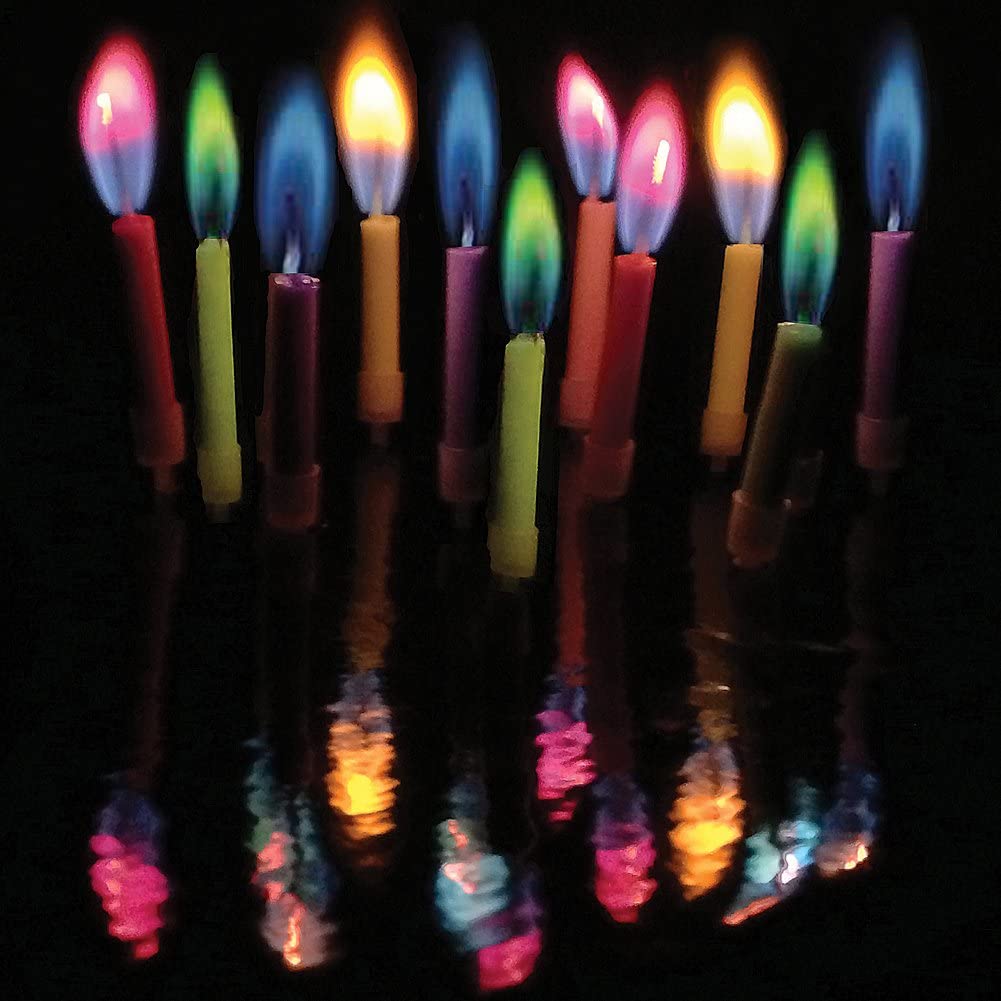 These birthday candles change colors.