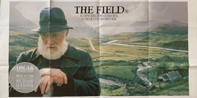 A faded film poster shows Richard Harris and a backdrop of an Irish landscape.