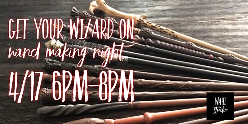 The Eventbrite banner for the Get Your Wizard On Wand Making Night in Newfane, NY, is shown.