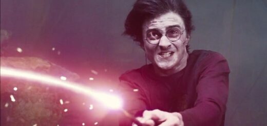 Harry wields his wand to fend off Voldemort in “Harry Potter and the Goblet of Fire.”