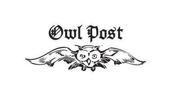 owl flying with the words "owl post" above in black