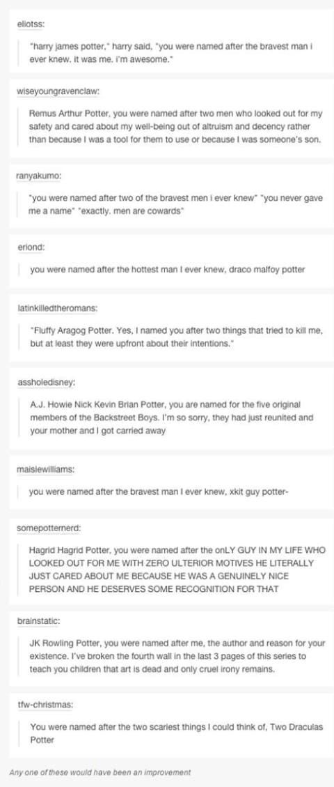 Text showing a thread about Albus Severus' Name