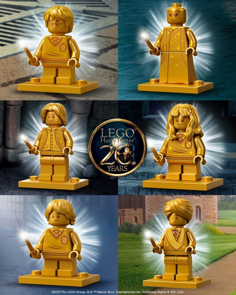 Golden mini-figures by LEGO to celebrate its twentieth anniversary of Harry Potter theme. 