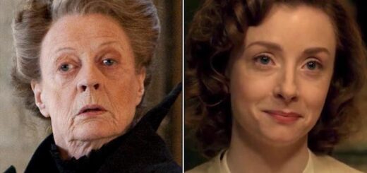 This shows Maggie Smith's and Fiona Glascott's portrayals of Professor McGonagall side by side.