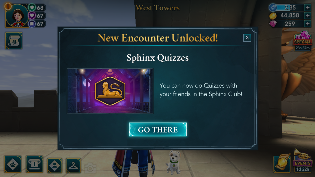 “Harry Potter Hogwarts Mystery” Milestones, Quizzes, and Creature