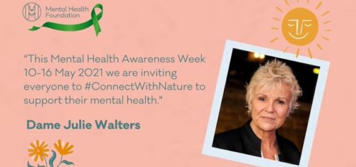 A graphic featuring an image of Dame Julie Walters and her statement of support for Mental Health Awareness week.