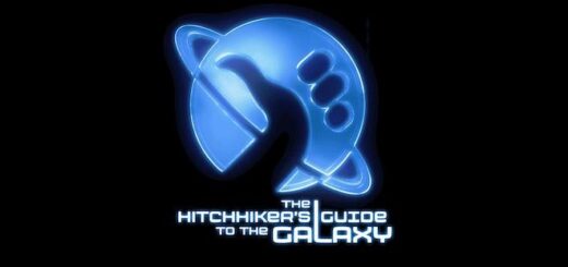 This is the logo for "Hitch Hiker's Guide to the Galaxy."