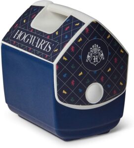 The Igloo Quart Limited Edition Portable Lunchbox Playmate Pal Cooler Ice Box in Harry Potter Hogwarts is pictured as sold on Amazon.