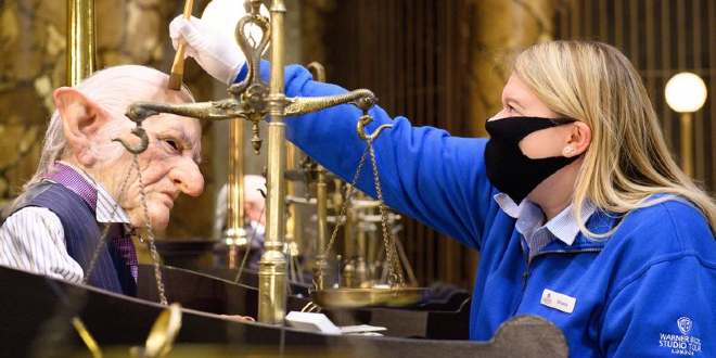 Props in Gringotts Wizarding Bank being prepared by an Interactor