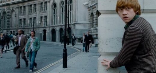 In “Deathly Hallows – Part 1,” the golden trio return to the corner of Scotland Yard and Scotland Place to look for disguises to infiltrate the Ministry.