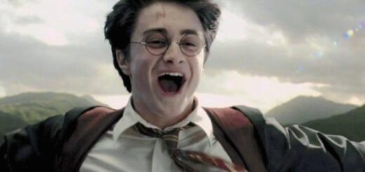 Harry Potter rides on Buckbeak and shouts in excitement in "Harry Potter and the Prisoner of Azkaban".