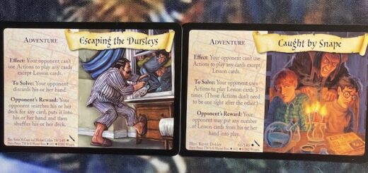 This is a comparison of the Escape the Dursleys and Caught by Snape action cards.