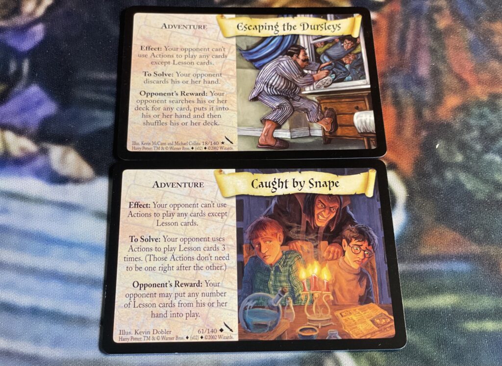 These are the Escaping the Dursleys and Caught by Snape TCG adventure cards. 