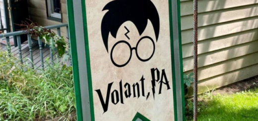 A banner welcoming fans to the Volant Potter Run Fest in Volant, Pennsylvania, is shown as photographed by Monica Pryts of Allied News.