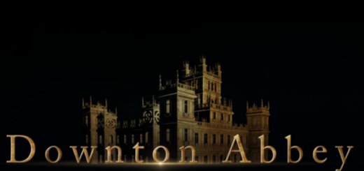 A promotional image for the second "Downton Abbey" film is shown, featuring the exterior of Downton Abbey outlined in gold plus "Downton Abbey" written below it. The film's complete title is not shown.