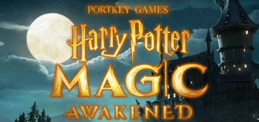 A promotional banner for "Harry Potter: Magic Awakened" is shown as a featured image. The game's title is provided in yellow or gold text with a nighttime illustration of the exterior of Hogwarts in the background.