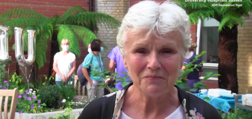 Julie Walters talks to camera about the work of the NHS staff at University Hospitals Sussex.