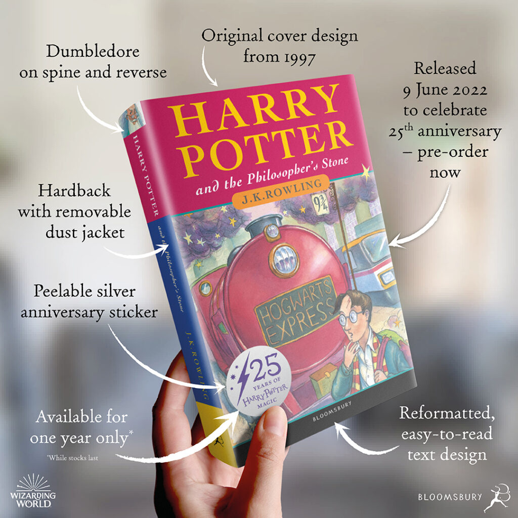 Diagram showing the features of the Philosopher's Stone 25th anniversary edition