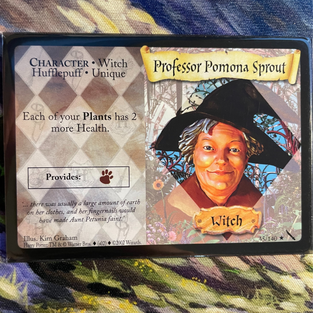 This is a character card for Pomona Sprout in the HPTCG. 