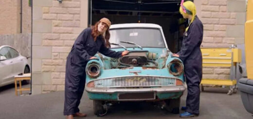 Cherry and her friend restoring the Ford Anglia