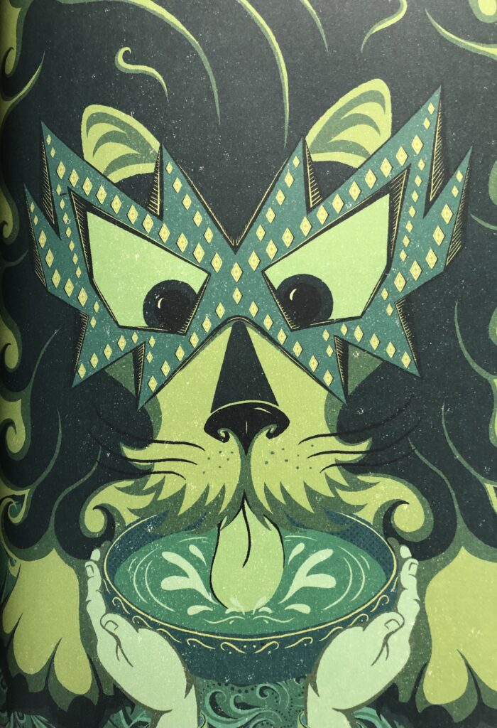 This illustration of the Cowardly Lion is in the MinaLima Wizard of Oz book.