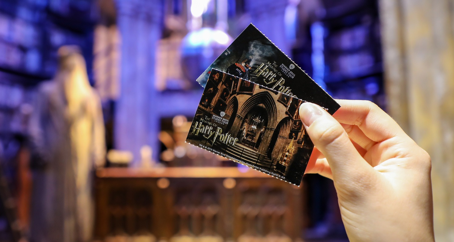 A shot of a person holding tickets at the Warner Bros. Studio Tour