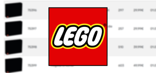 The LEGO Group logo is shown in the foreground of a blurred screenshot of the website Promobricks.