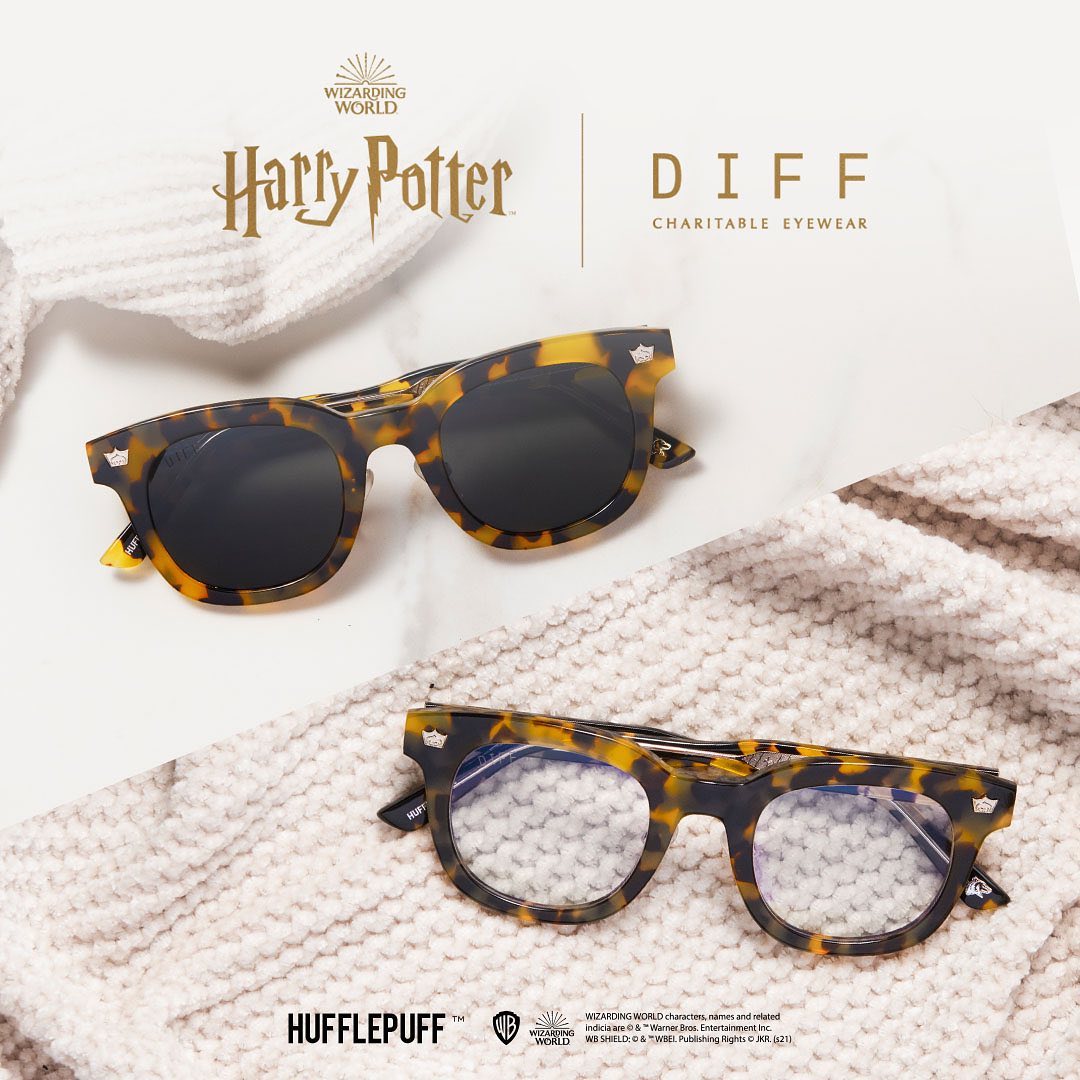 Hufflepuffs are loud and proud with a pair of frames adorned with their House and crest.