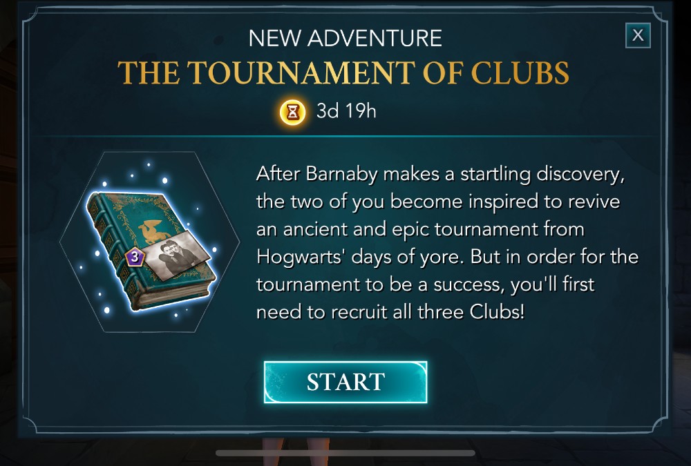 Tournament of Clubs information in "Harry Potter: Hogwarts Mystery"