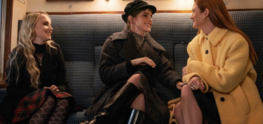 "Harry Potter" actors Evanna Lynch (Luna Lovegood), Emma Watson (Hermione Granger), and Bonnie Wright (Ginny Weasley) are seen sitting and chatting on the Hogwarts Express in a still from "Harry Potter 20th Anniversary: Return to Hogwarts."