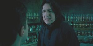 This is Snape teaching Harry Occlumency.