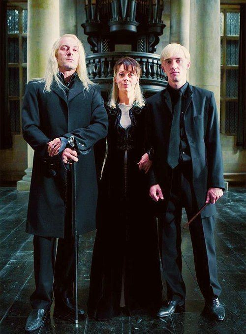 The Malfoy family poses together.
