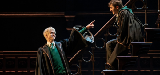 Brady Dalton Richards as Scorpius Malfoy and James Romney as Albus Potter in Harry Potter and the Cursed Child on Broadway