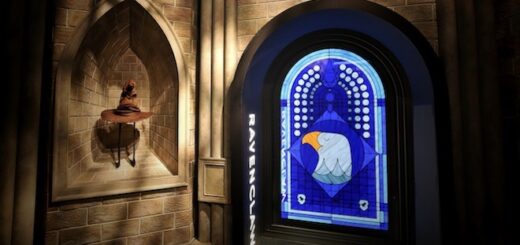 "Harry Potter: The Exhibition" Hogwarts Houses gallery showing a newly designed Ravenclaw crest.