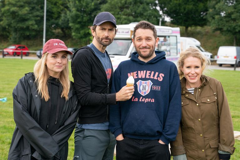 David Tennant and wife Georgia on the set of "Meet the Richardsons".