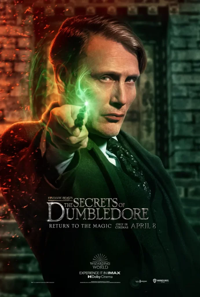 Character poster for Gellert Grindelwald from Fantastic Beasts: The Secrets of Dumbledore