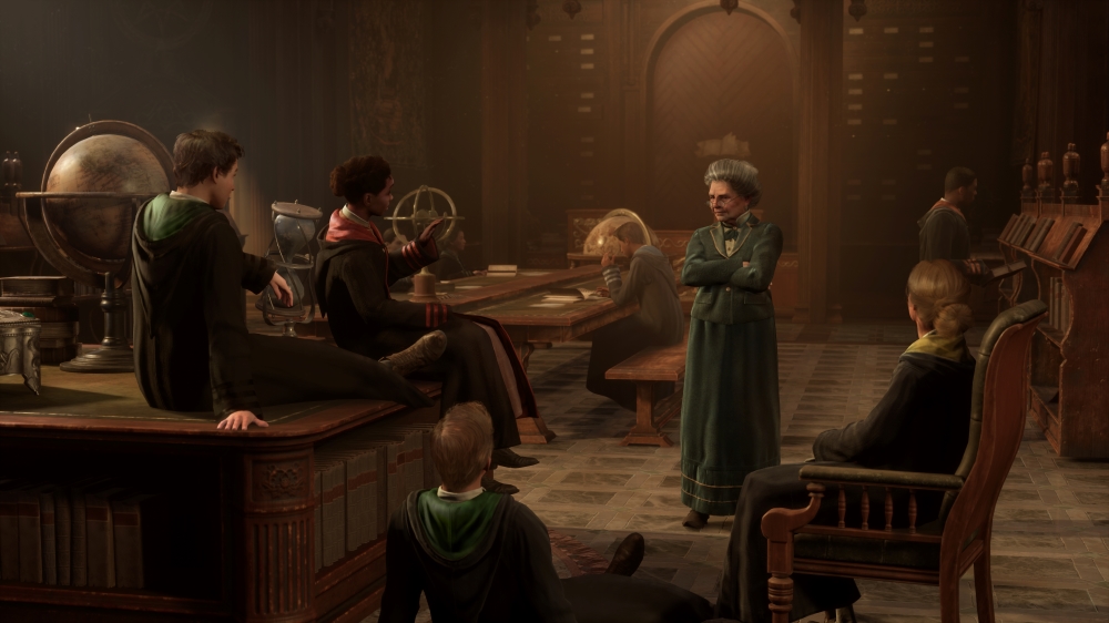 Artwork from “Hogwarts Legacy” titled “School” is shown.