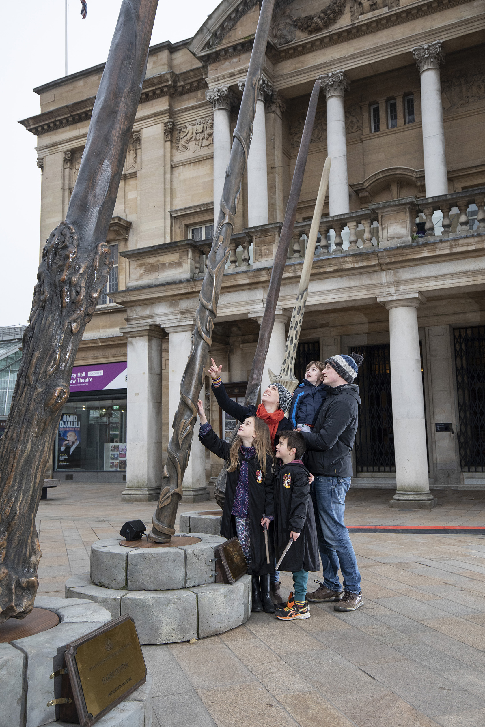 To celebrate the release of “Fantastic Beasts: The Secrets of Dumbledore,” nine 15-foot wands have been erected in Queen Victoria Square in Hull, England.