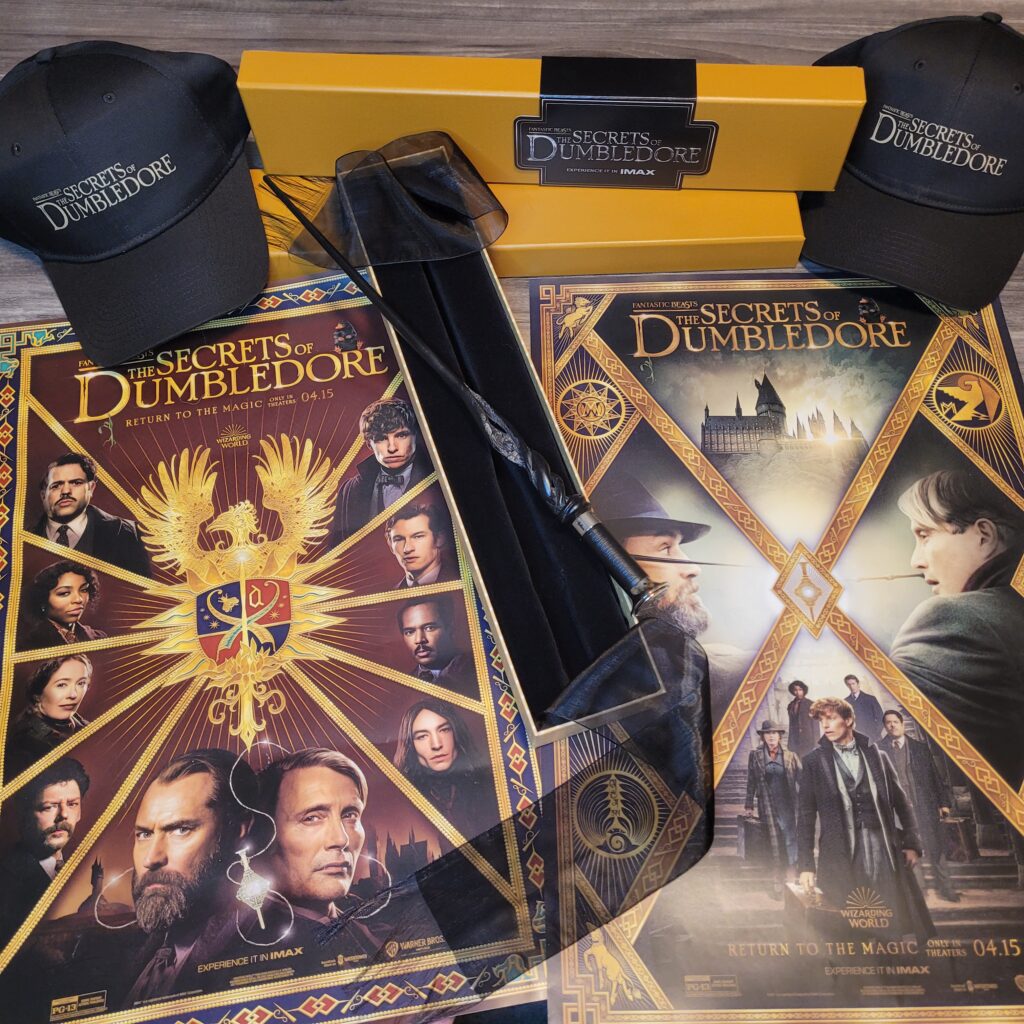 This was the swag for the Secrets of Dumbledore event.