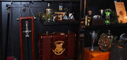 Shelf display of "Harry Potter" merchandise