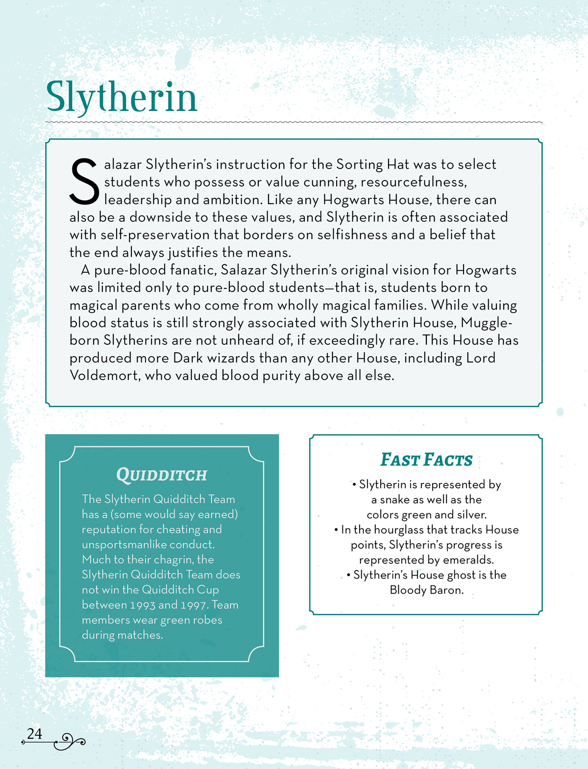 Slytherin page from “The Unofficial Harry Potter Hogwarts Handbook”