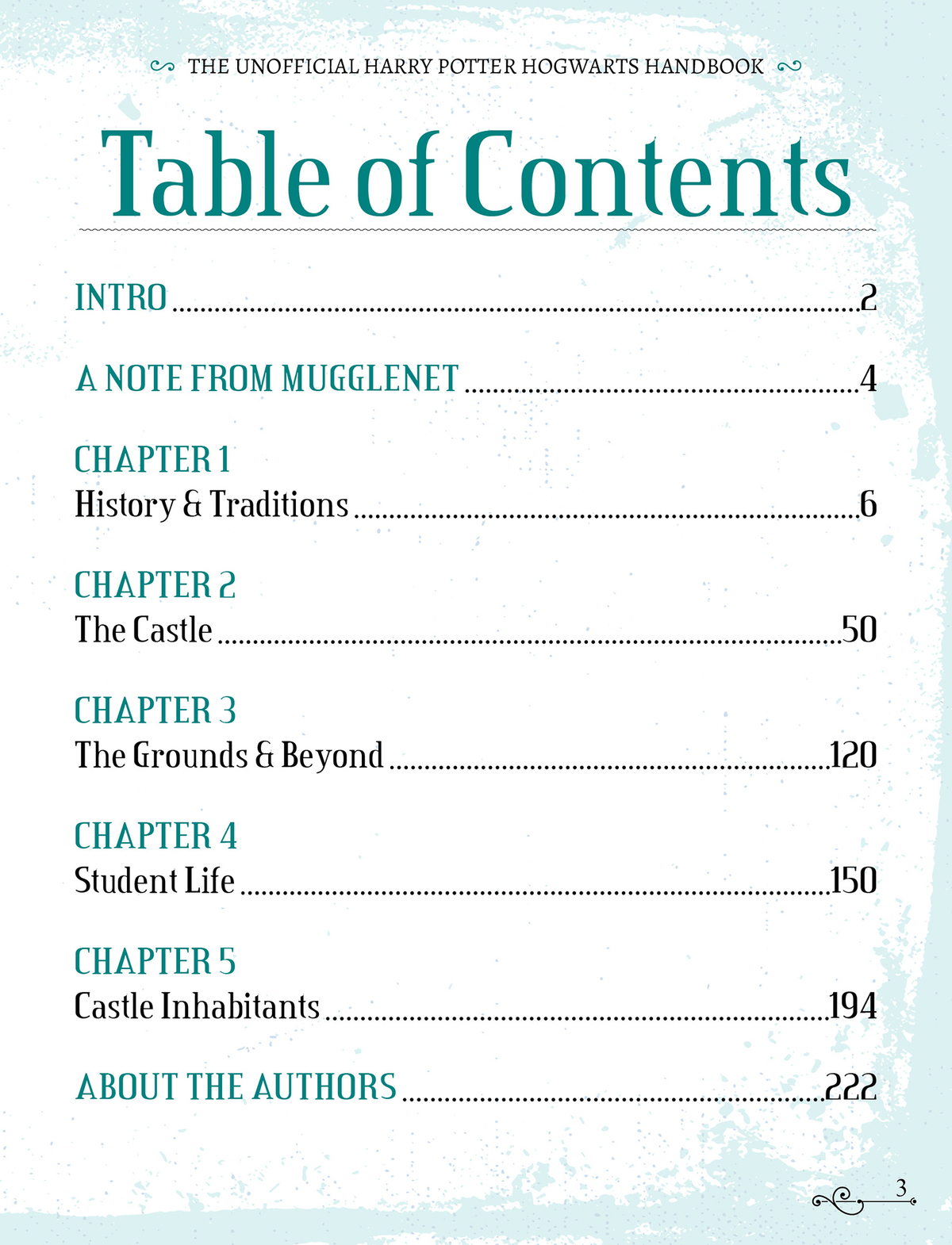 “The Unofficial Harry Potter Hogwarts Handbook” table of contents