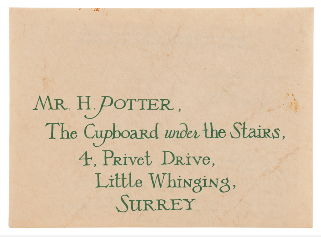 Original Hogwarts acceptable letter in "Harry Potter and the Sorcerer's Stone"