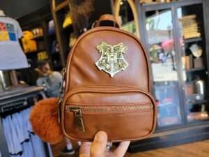 A faux-leather Hogwarts backpack available at Universal Studios Hollywood