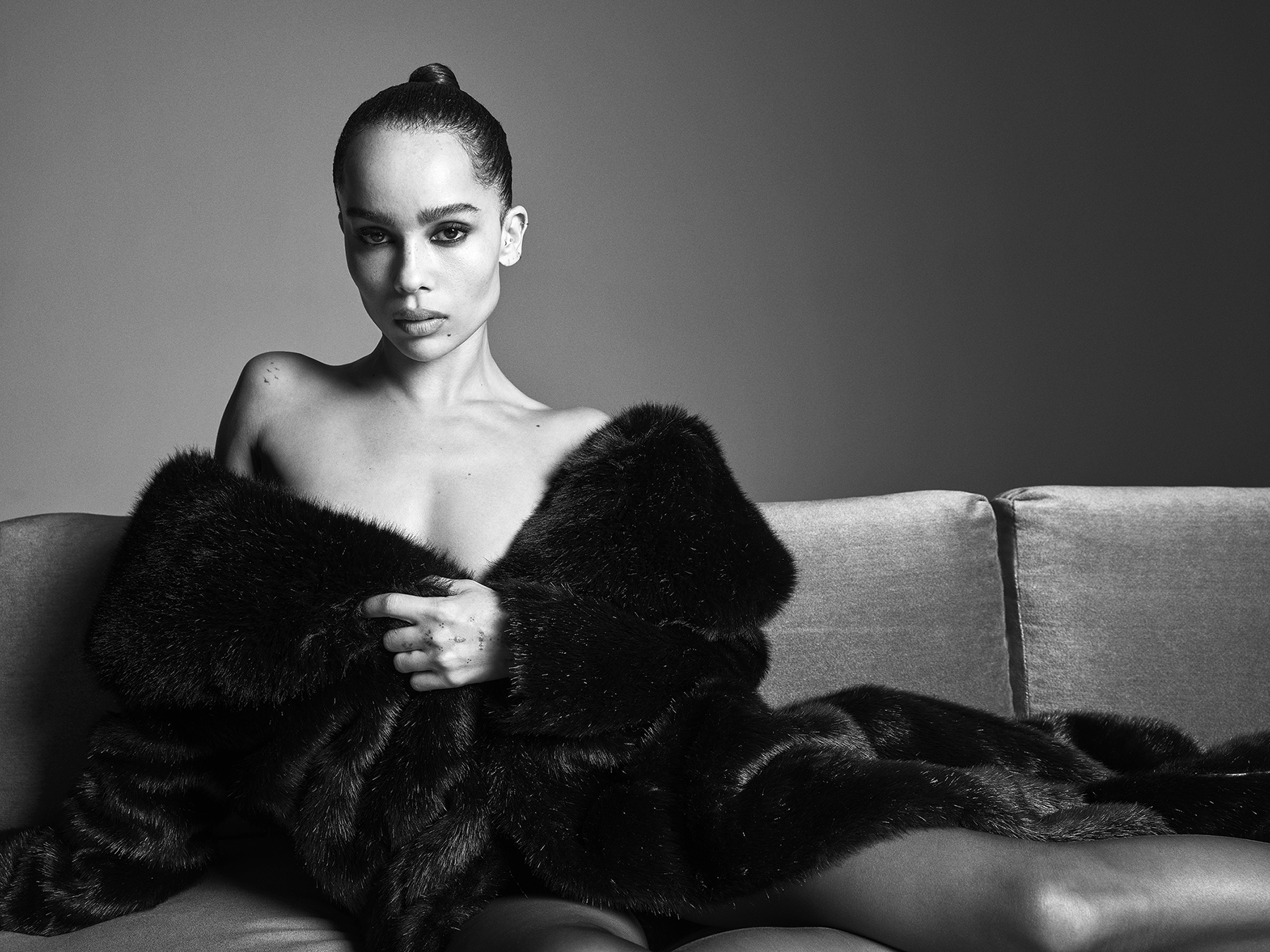 Zoe Kravitz featuring in Saint Laurent's Fall 22 campaign.