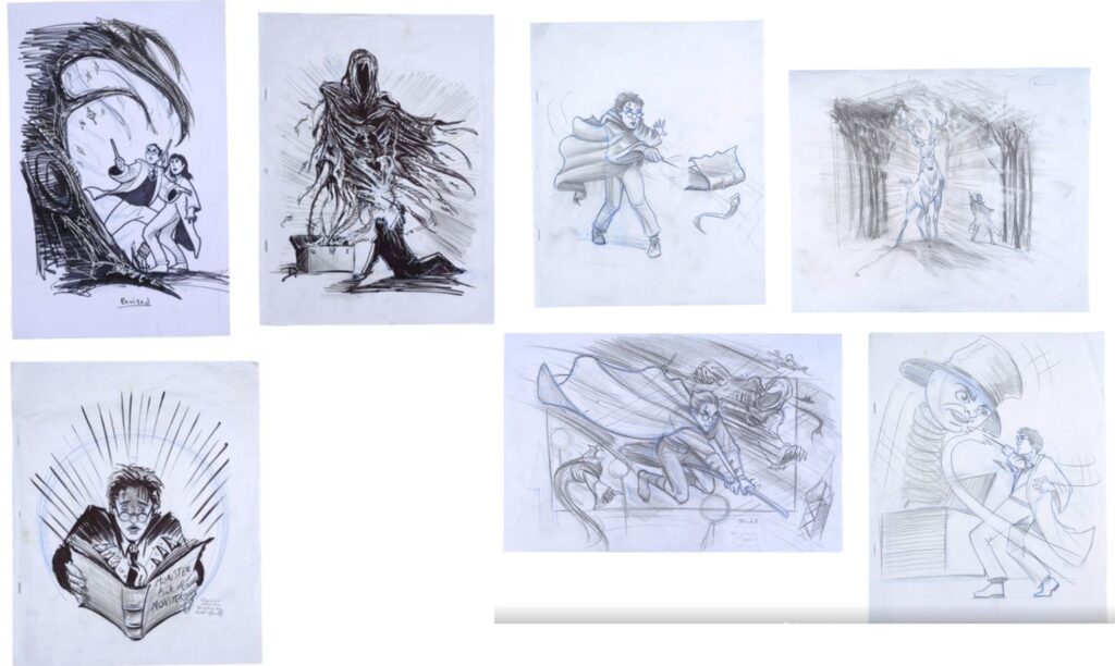 Hand-drawn sketches for "Harry Potter and the Prisoner of Azkaban"