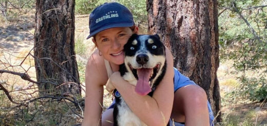 Bonnie Wright poses with her dog in a photo shared via Instagram.