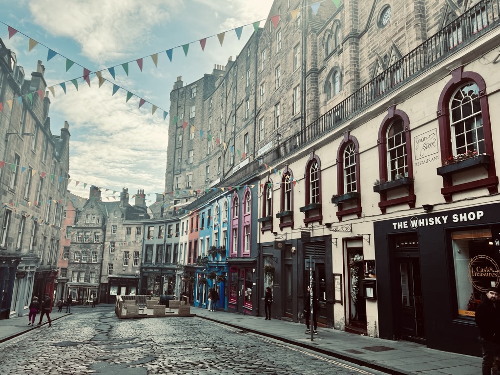 This is Victoria St in Edinburgh, said to be the inspiration for Diagon Alley.