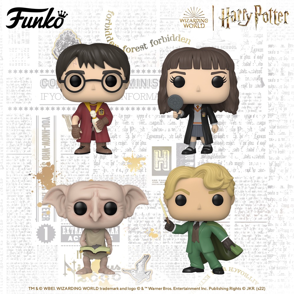 Four new Funko Pop!s feature characters from “Harry Potter and the Chamber of Secrets,” including Harry Potter, Hermione Granger, Dobby, and Gilderoy Lockhart.